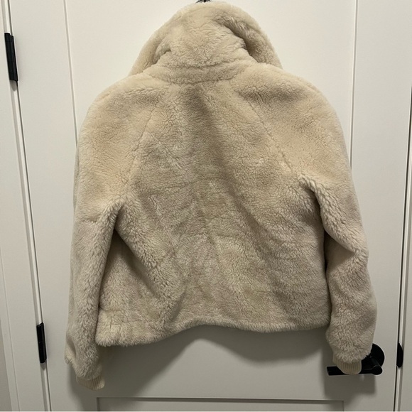 J. Crew Size XS White plush fleece bomber jacket AB877 Full Zip - Picture 6 of 6